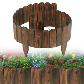 Alphatool rustic pine wood edging border for garden organization and rustic charm.