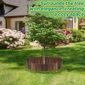 Alphatool wooden planter border edge defines beds with rustic style.