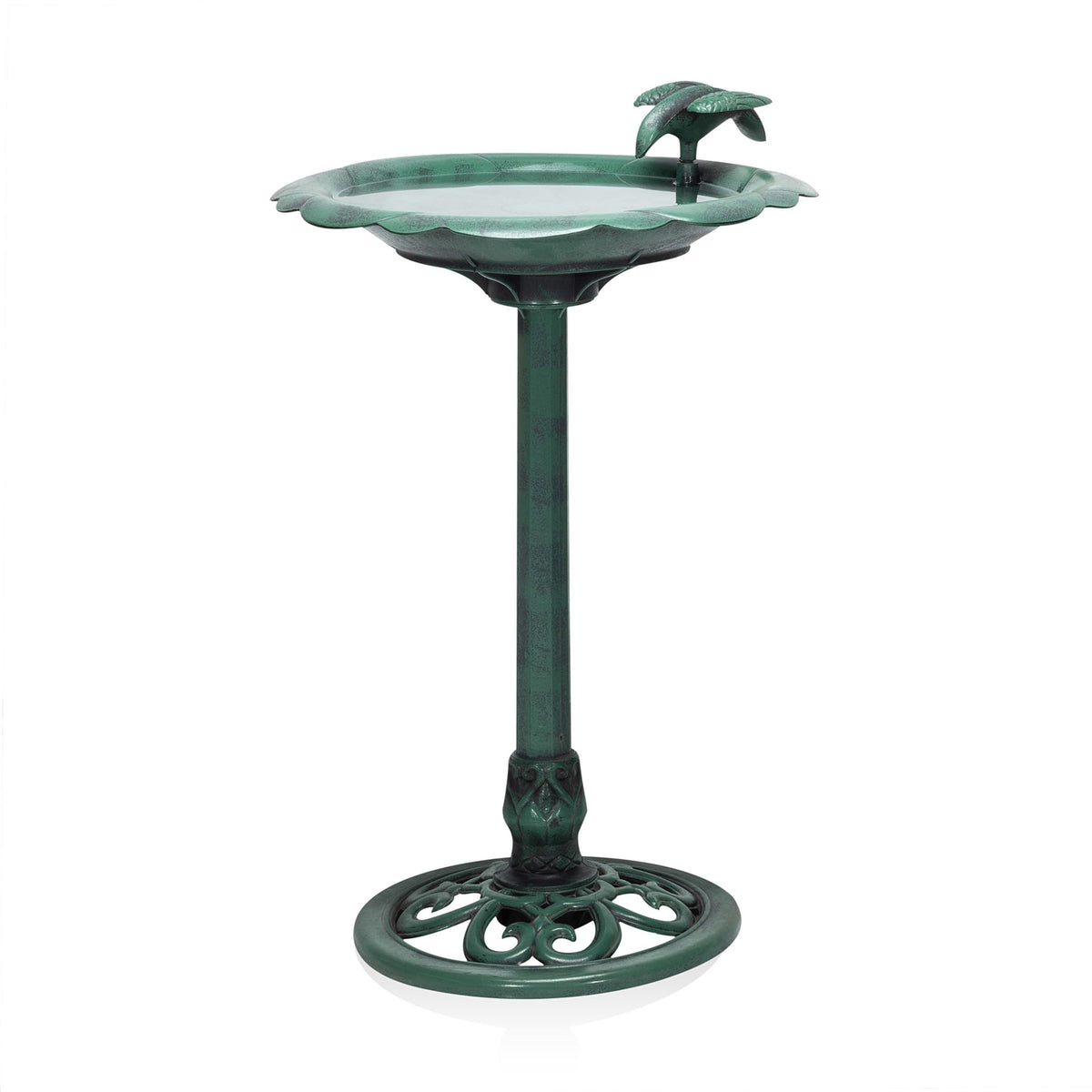 Alpine Corporation 31in birdbath with flower detail attracts songbirds to your garden