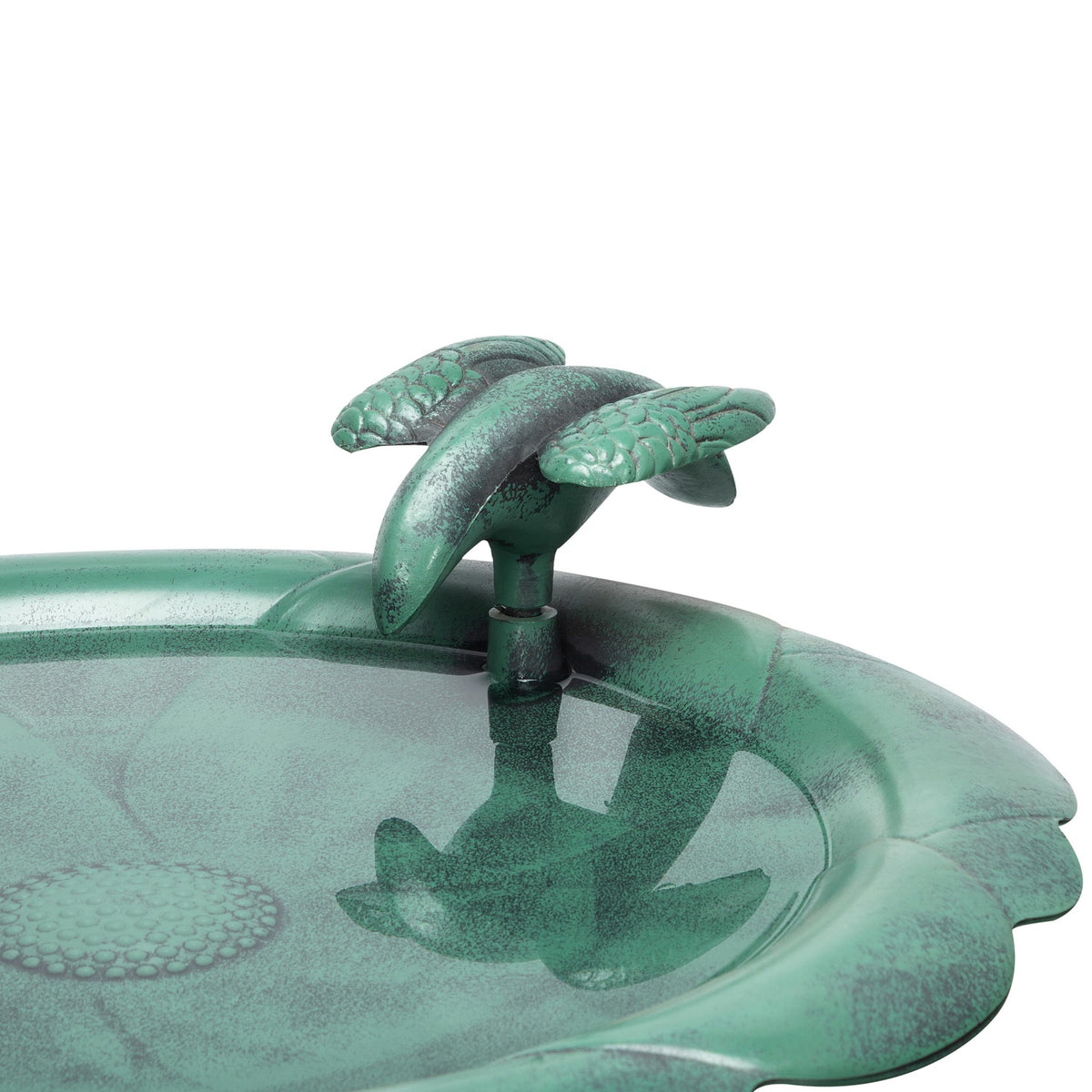 Antique flower motif enhances garden décor and invites birdwatching opportunities
