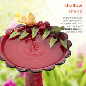Alpine Birdbath leaves detail adds vintage charm to your patio