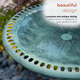 Alpine Birdbath outdoor decor spot suitable for patios or gardens.