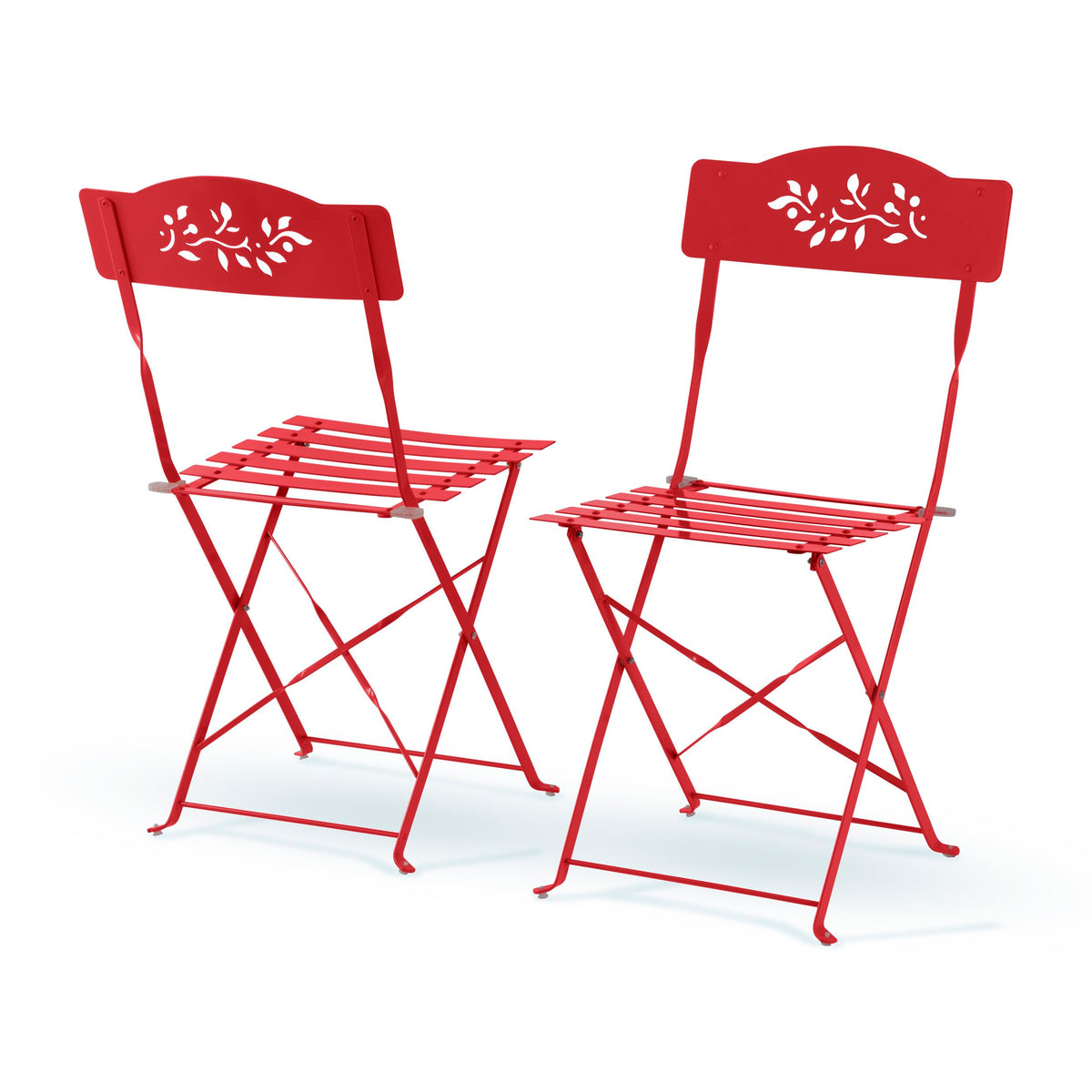 Alpine Bistro Set red steel construction for durability.