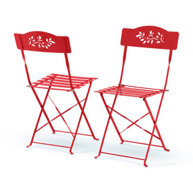 Alpine Bistro Set red steel construction for durability.
