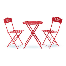 Alpine Bistro Set red table folding for space-saving outdoor or indoor dining.