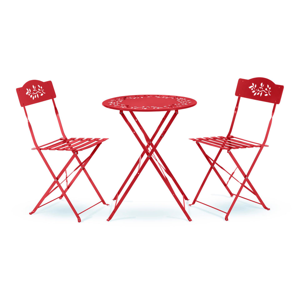 Alpine Bistro Set red table folding for space-saving outdoor or indoor dining.