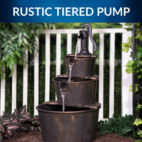 Alpine Corporation 40-inch-tall outdoor fountain side view demonstrates vertical presence.