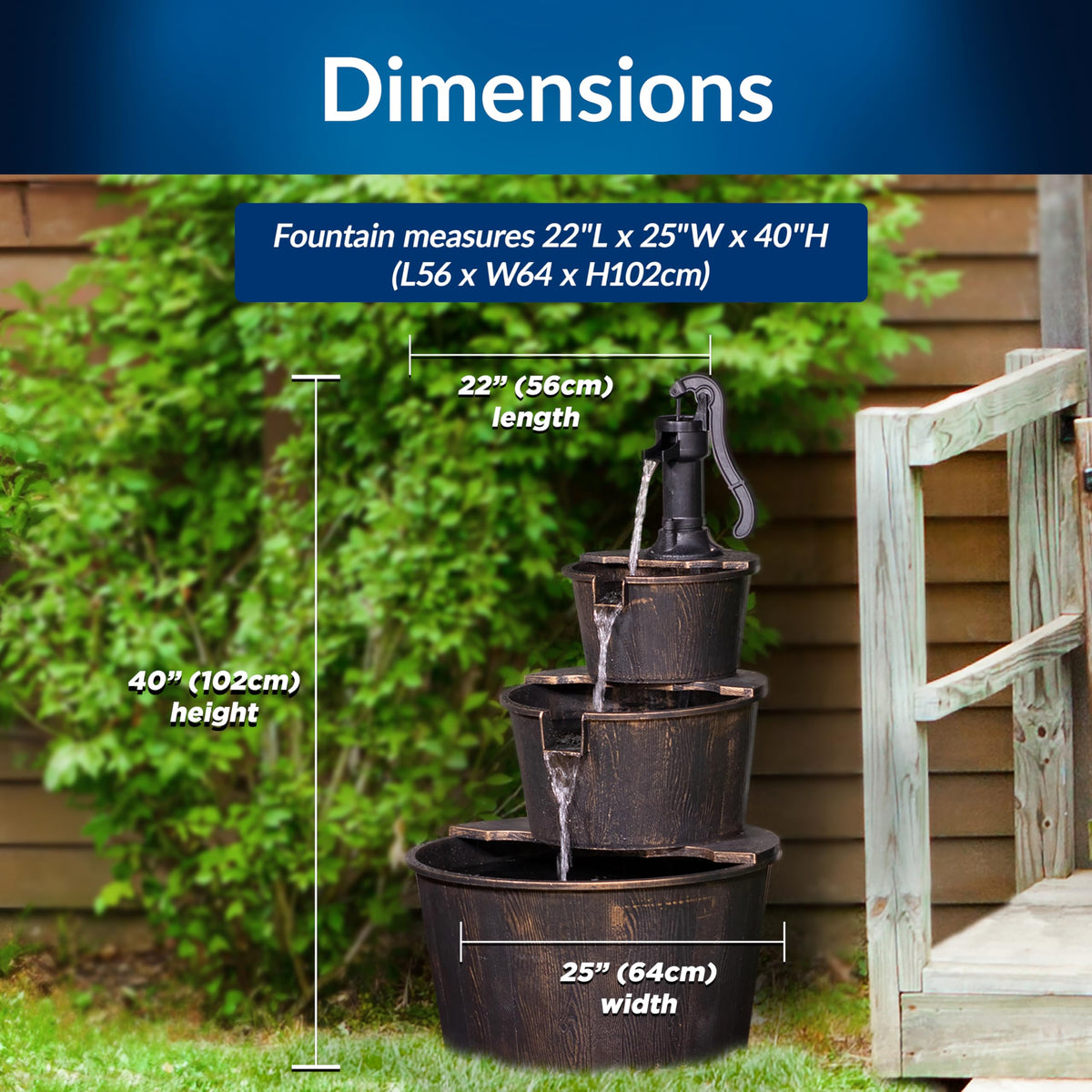 Alpine Corporation antique-pump-head design adds country charm to any garden.