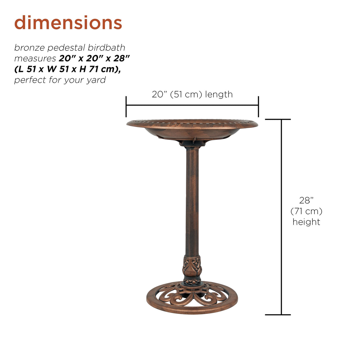 Lightweight polypropylene makes relocation easy for Alpine birdbath.