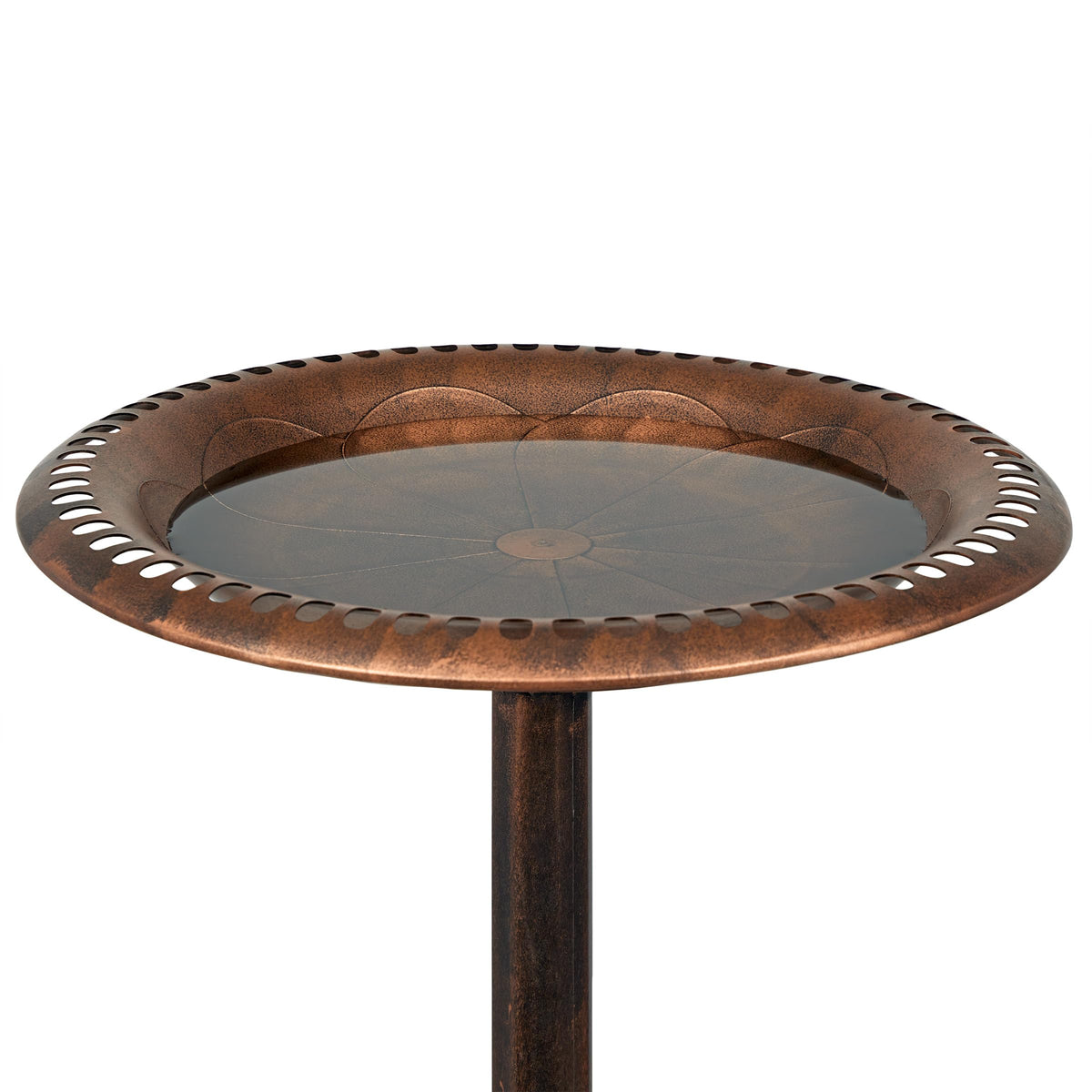 Alpine scrollwork base birdbath adds timeless elegance to any garden.