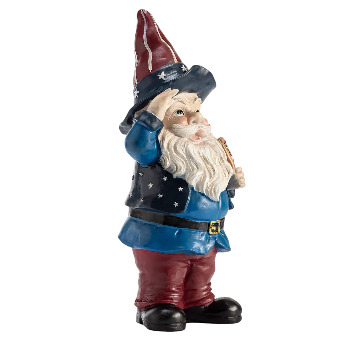 Alpine Corporation durable garden gnome statue designed for yard, deck, or patio