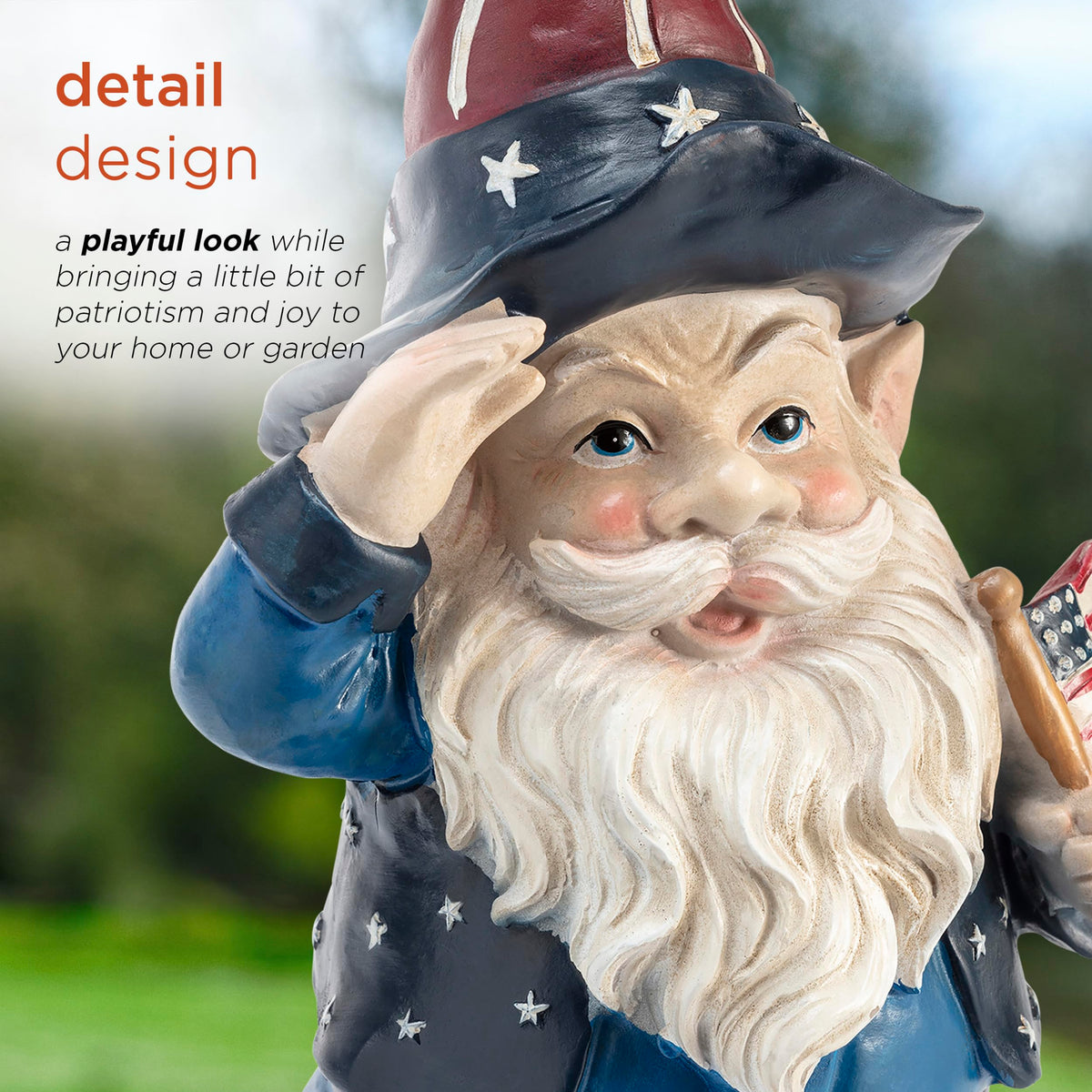 Alpine Corporation weatherproof polyresin gnome resists rust for year-round display