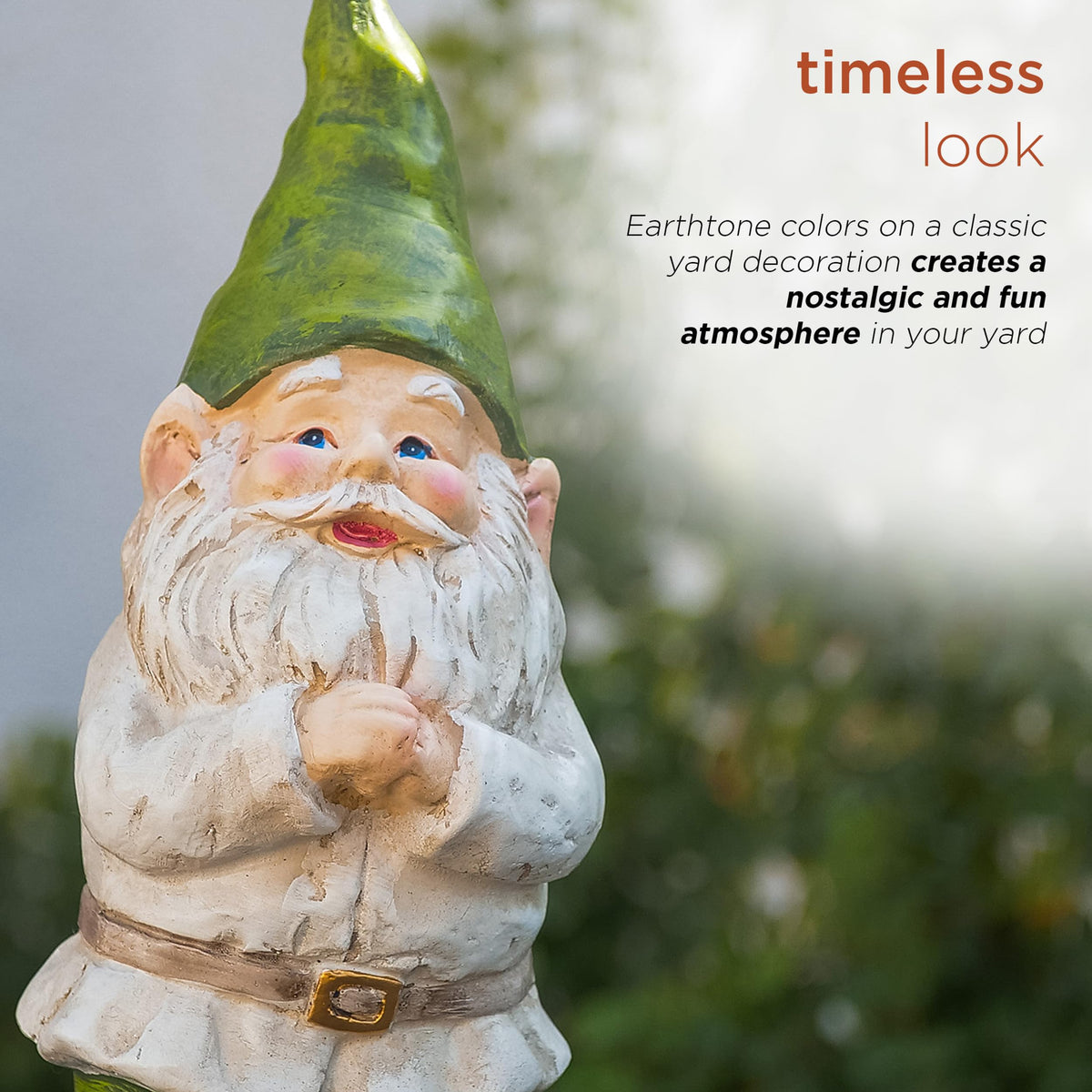 Alpine earthtone finish gnome blends rustic yard decor beautifully