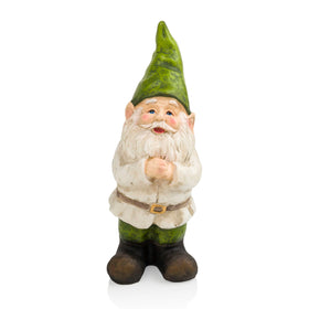 Alpine 12-inch gnome statue with earthtone finish for garden charm