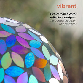 Alpine iridescent gaze globe enhances sunlit surfaces with reflective color