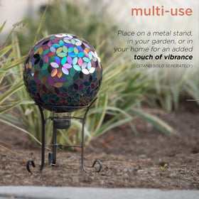 Alpine multi-colored glass sphere decor casts colorful yard shadows