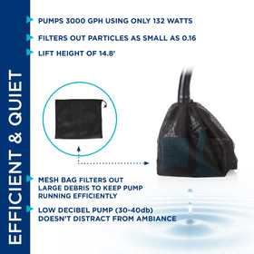 Alpine PEG3000 ultra-quiet operation in a tranquil backyard fountain