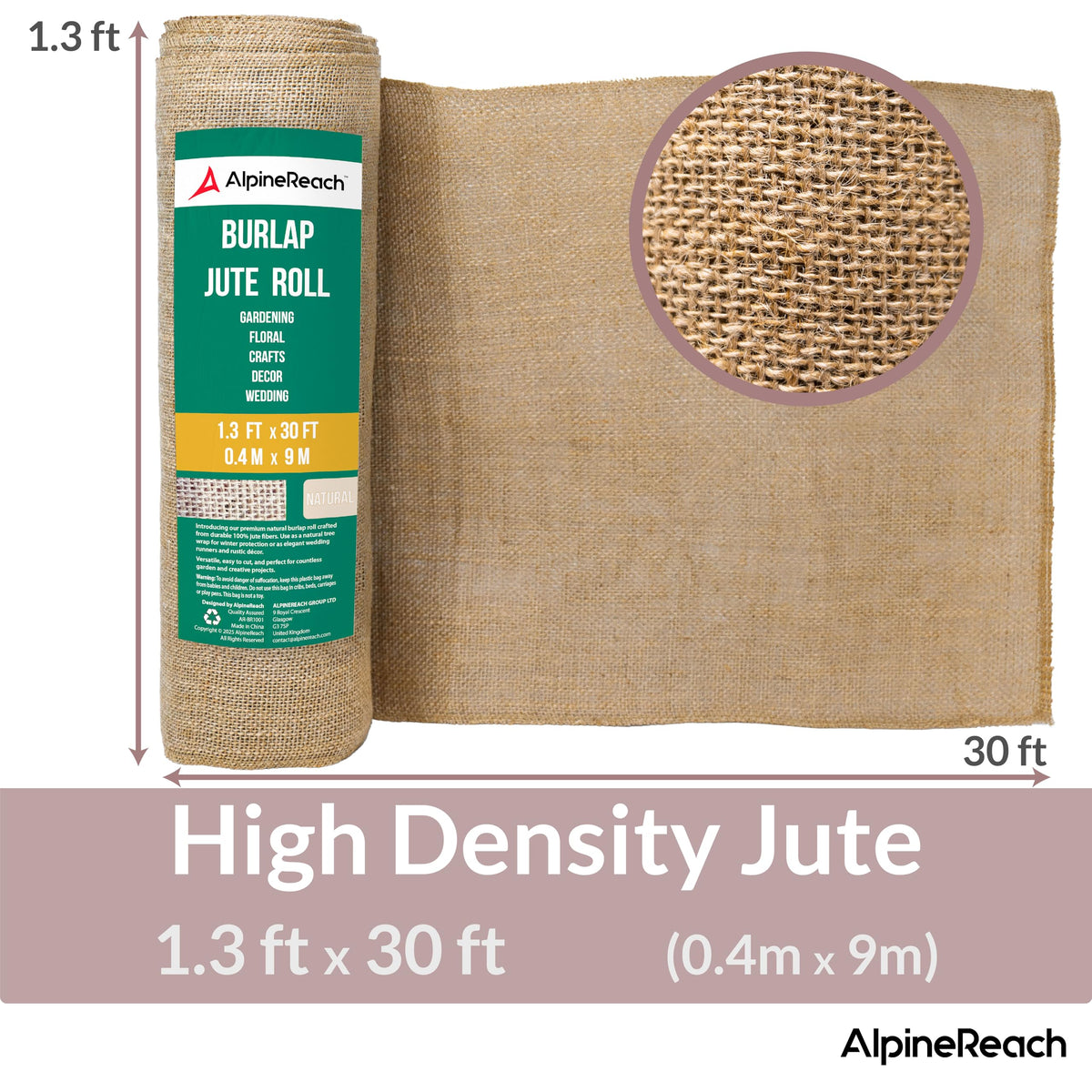 AlpineReach burlap roll as rustic wedding runner with natural charm.