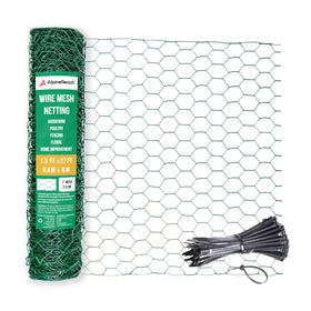 AlpineReach chicken wire roll in green coating, compact for easy storage.