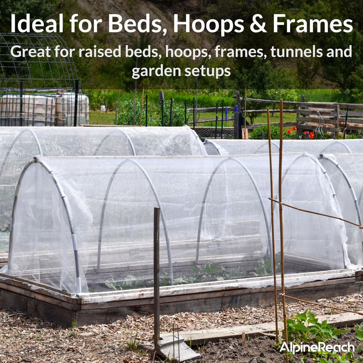 Easy-to-drape AlpineReach netting over frames for quick garden protection