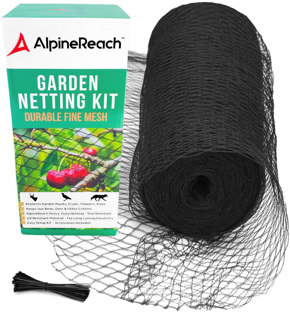 AlpineReach garden netting placed over fruit trees to deter birds.