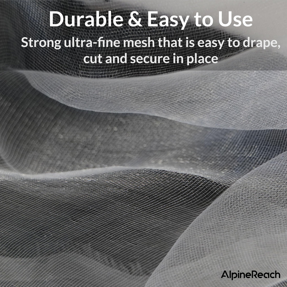 Easy draping over hoops with AlpineReach garden netting.