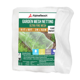 AlpineReach Ultra Fine Mesh netting over a vegetable bed with gentle airflow