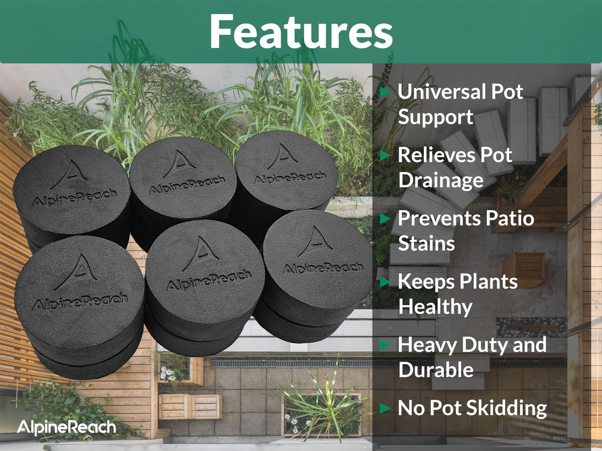 AlpineReach heavy-duty rubber feet withstand weather and heavy planters