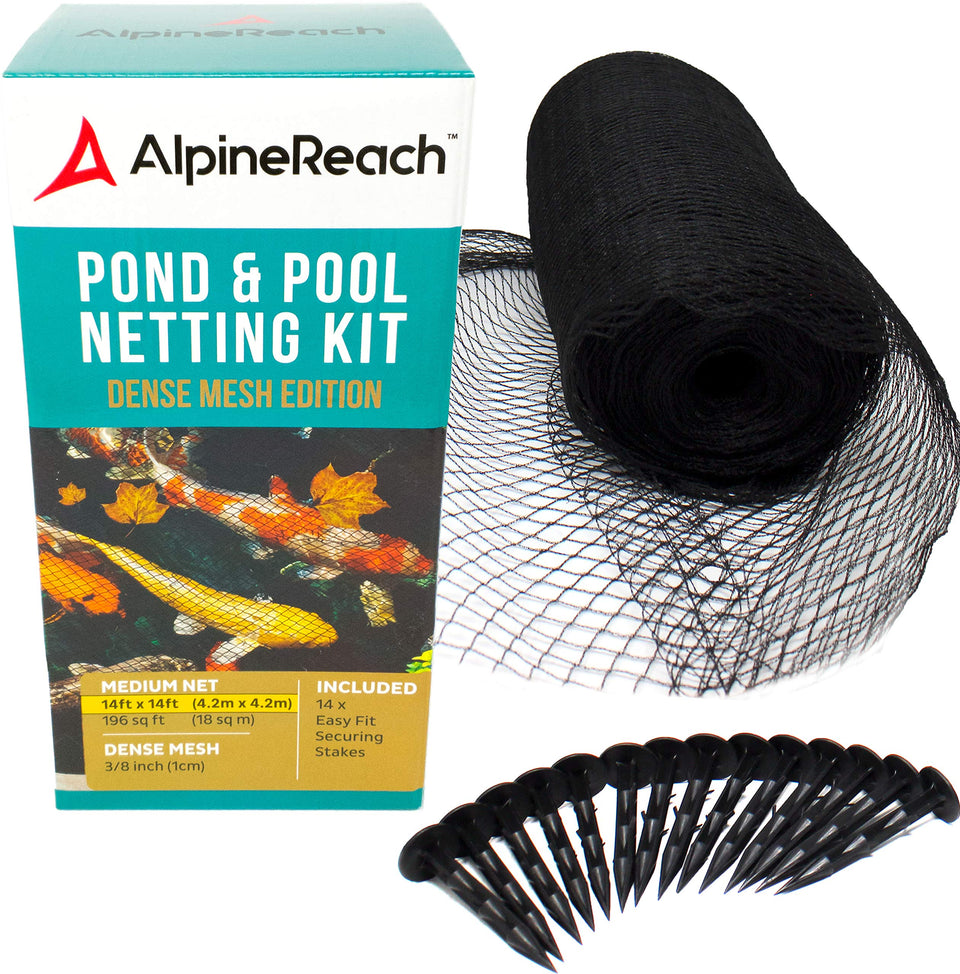 AlpineReach koi pond netting kit 14x14 protects koi from predators.