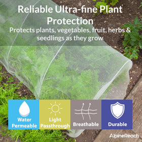 AlpineReach netting stretched over raised bed hoops for plant protection