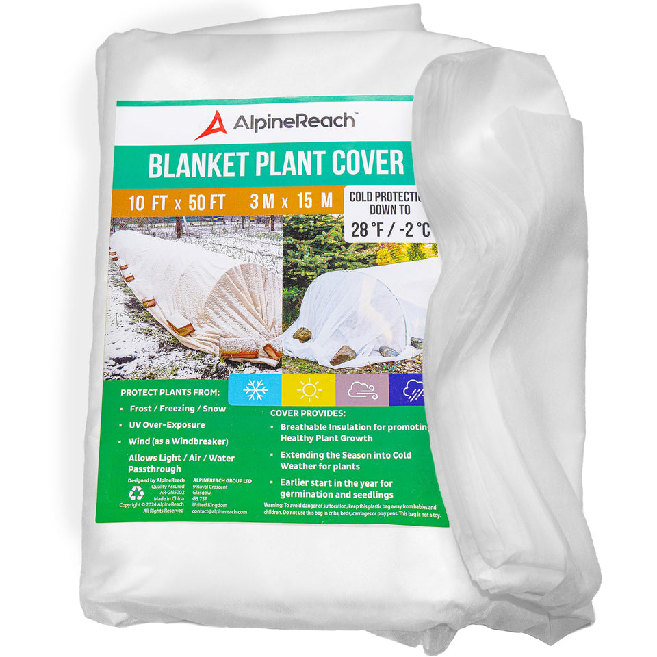 AlpineReach plant frost cover over a winter garden bed provides protection