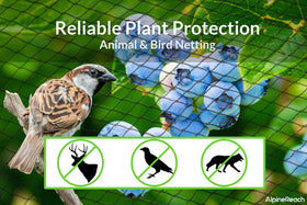 AlpineReach strong 5/8 inch mesh used as deer and rabbit barrier.
