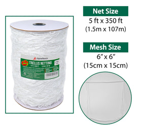 Close-up of AlpineReach trellis netting showing durable 6-inch mesh weave.