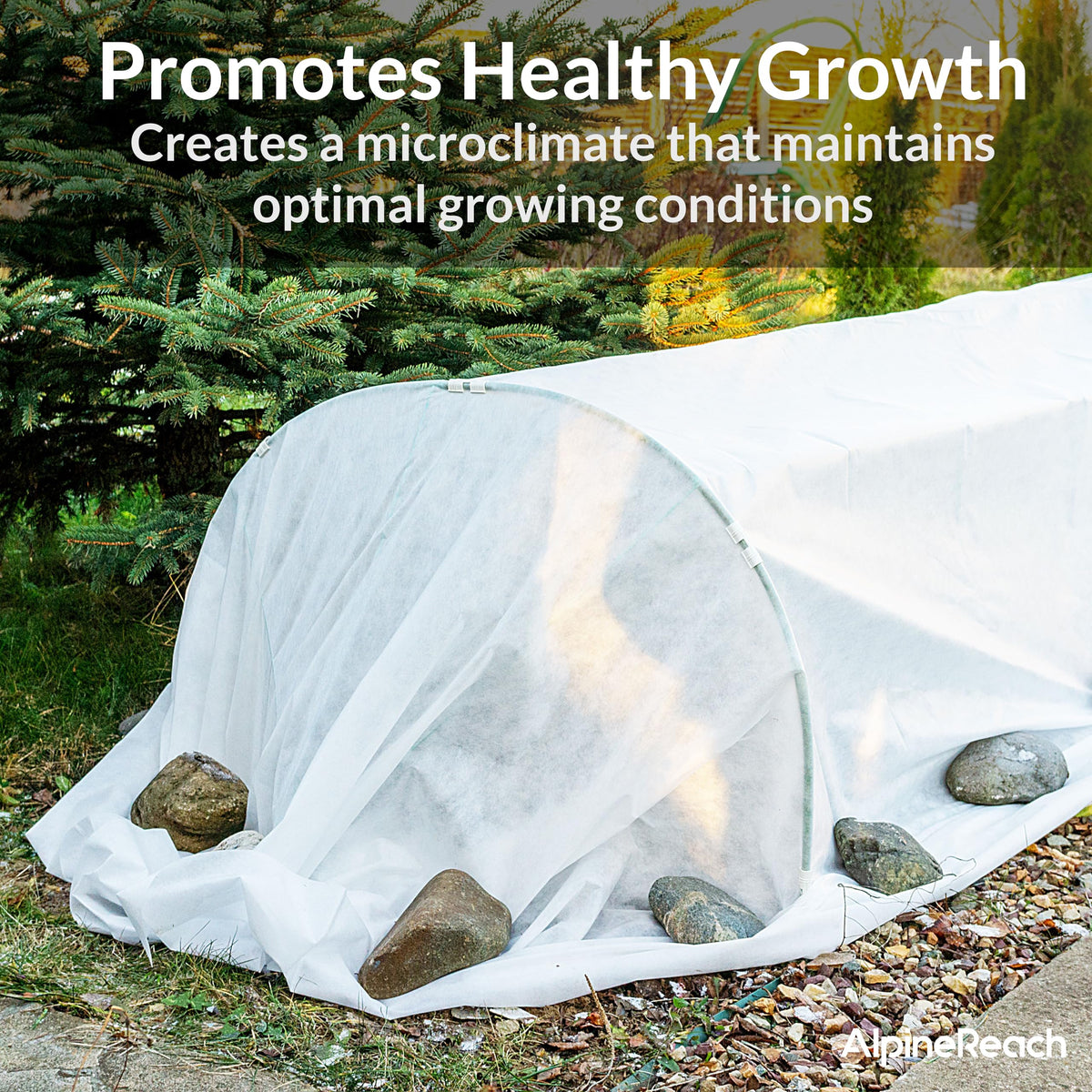 AlpineReach insulated microclimate cover helps plants stay warmer for healthier starts.