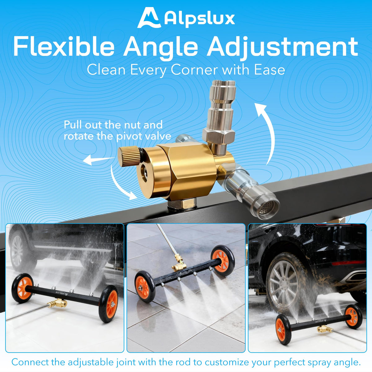 Alpslux adjustable pressure levels enable tailored cleaning across surfaces