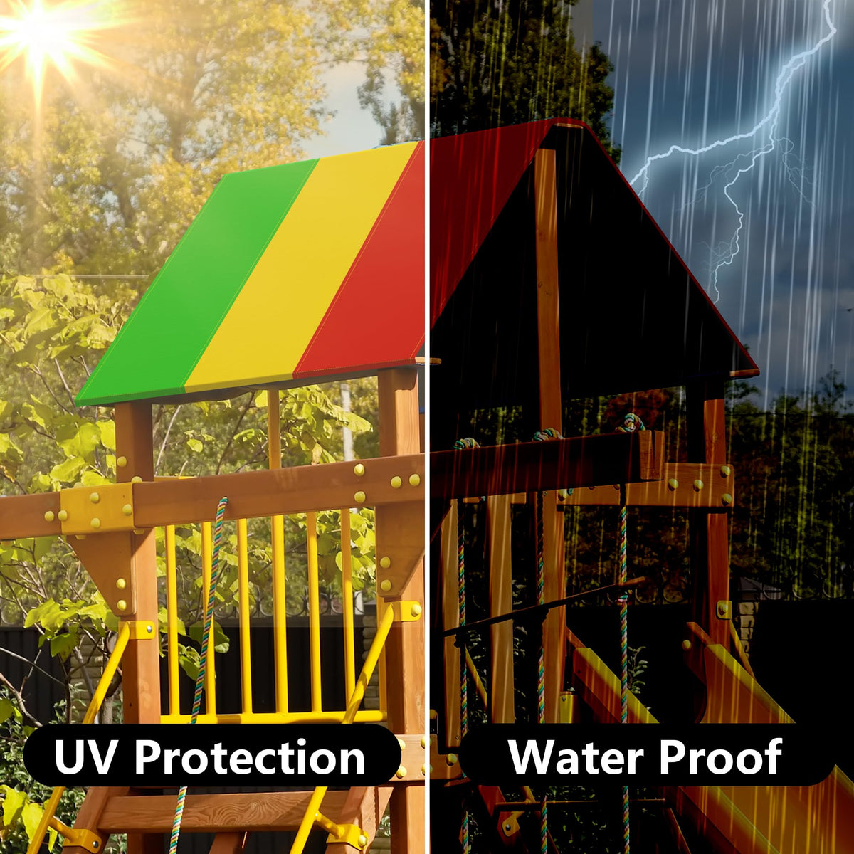 Alpurple 210D polyester tarp blocks sun and rain for long-lasting use.