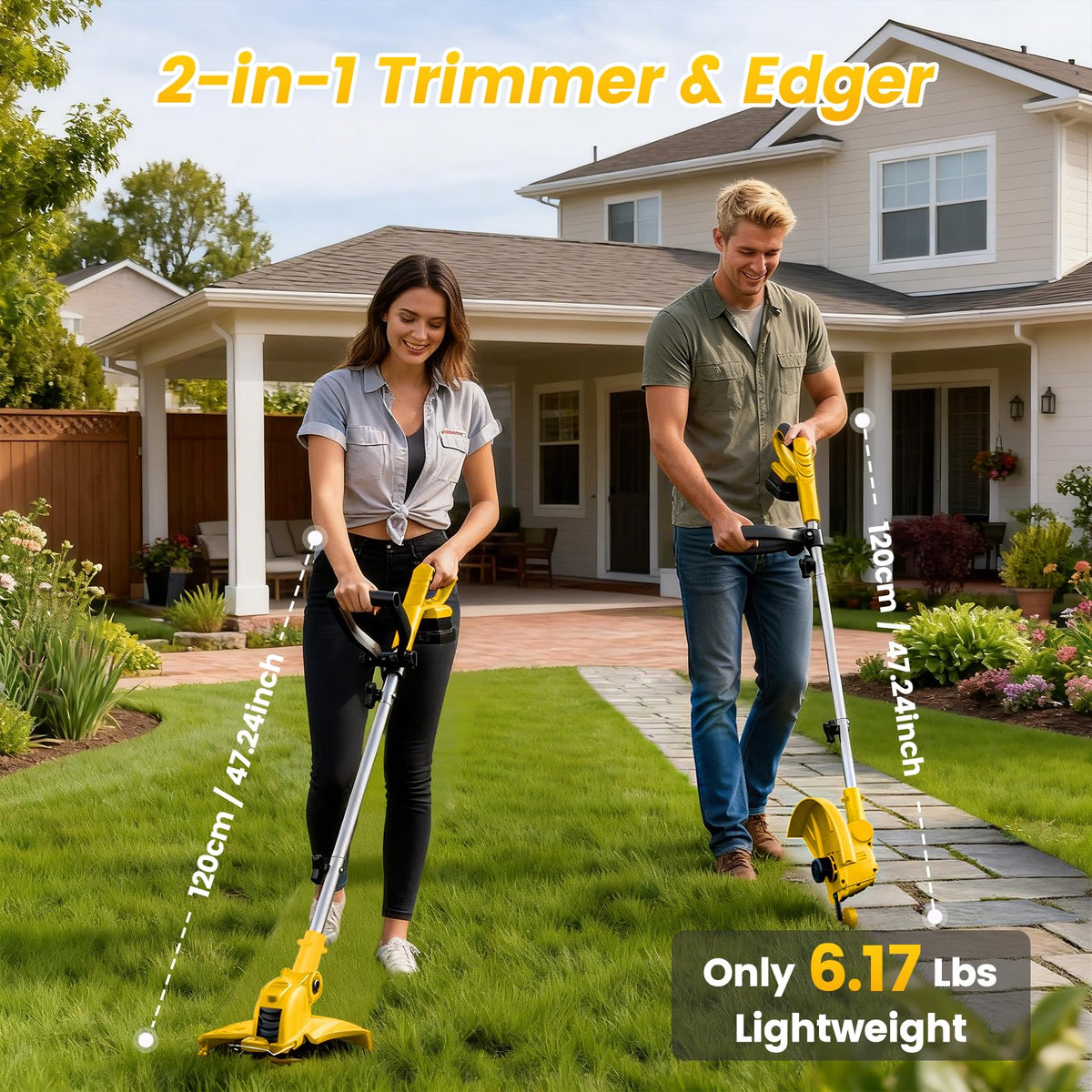 Ergonomic rubberized grip on ALSO GO 21V weed wacker