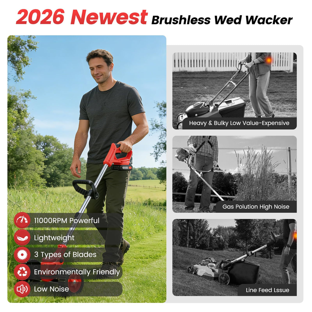 ALSO GO 24V weed wacker dual-switch safety protects family and pets.