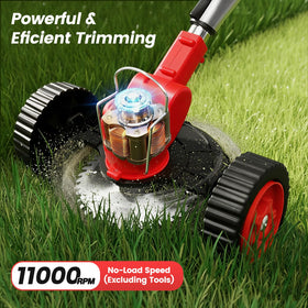 ALSO GO 24V weed wacker wheel base supports steady, fatigue-free use.
