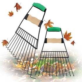 Altdorff steel leaf scoops ready to rake for efficient yard cleanup.