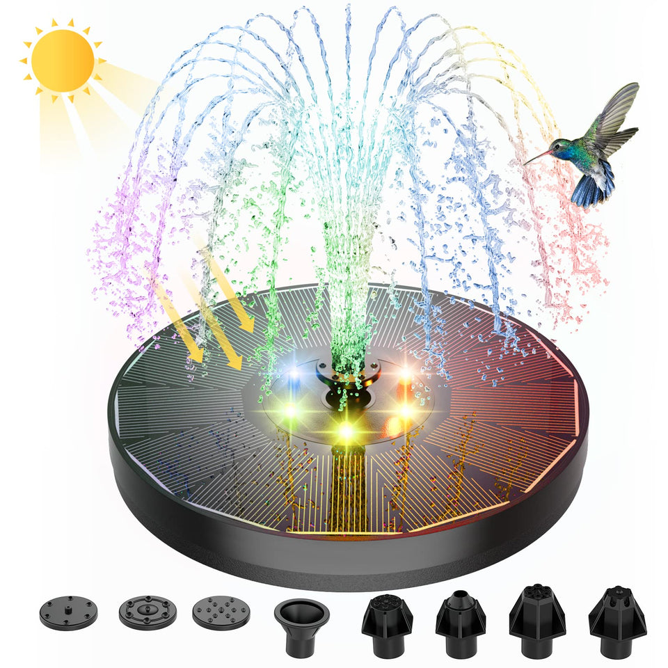 ALUKIKI solar fountain with glass panel for vibrant garden display