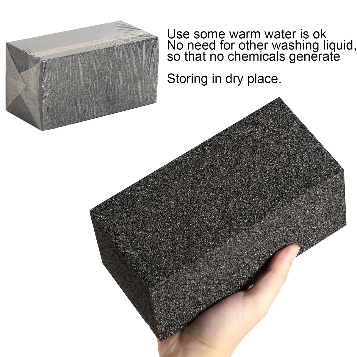 ALXYF usage-friendly brick with warm water, no soap.