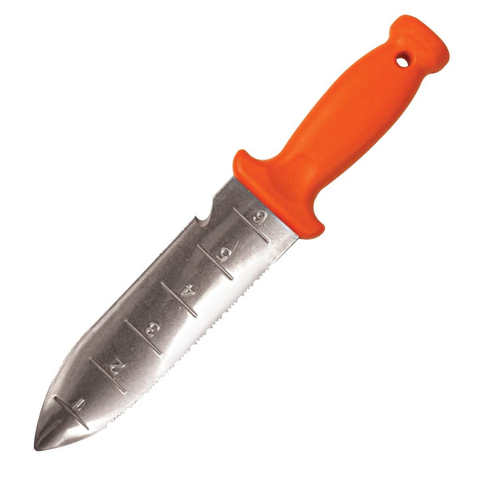 A.M. Leonard Deluxe Soil Knife orange hori-hori with 6-inch blade for precise digging