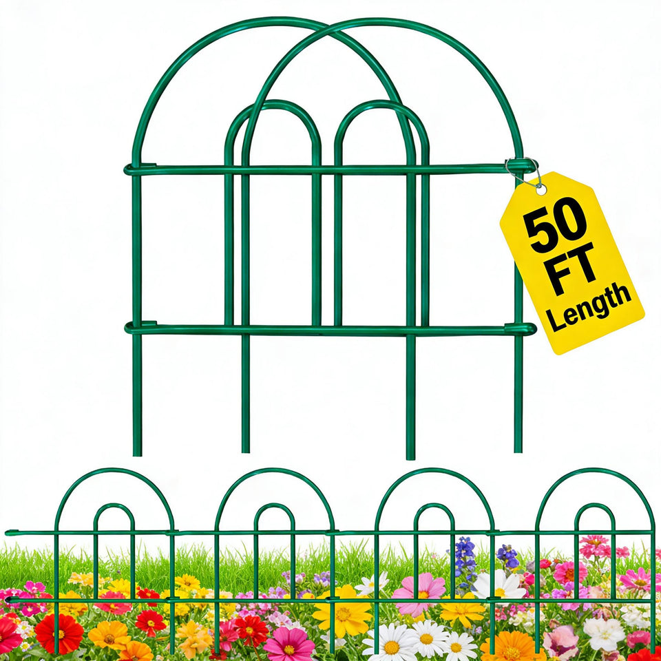 AMAGABELI Garden & Home 35-panel fence length defines borders quickly with no digging.