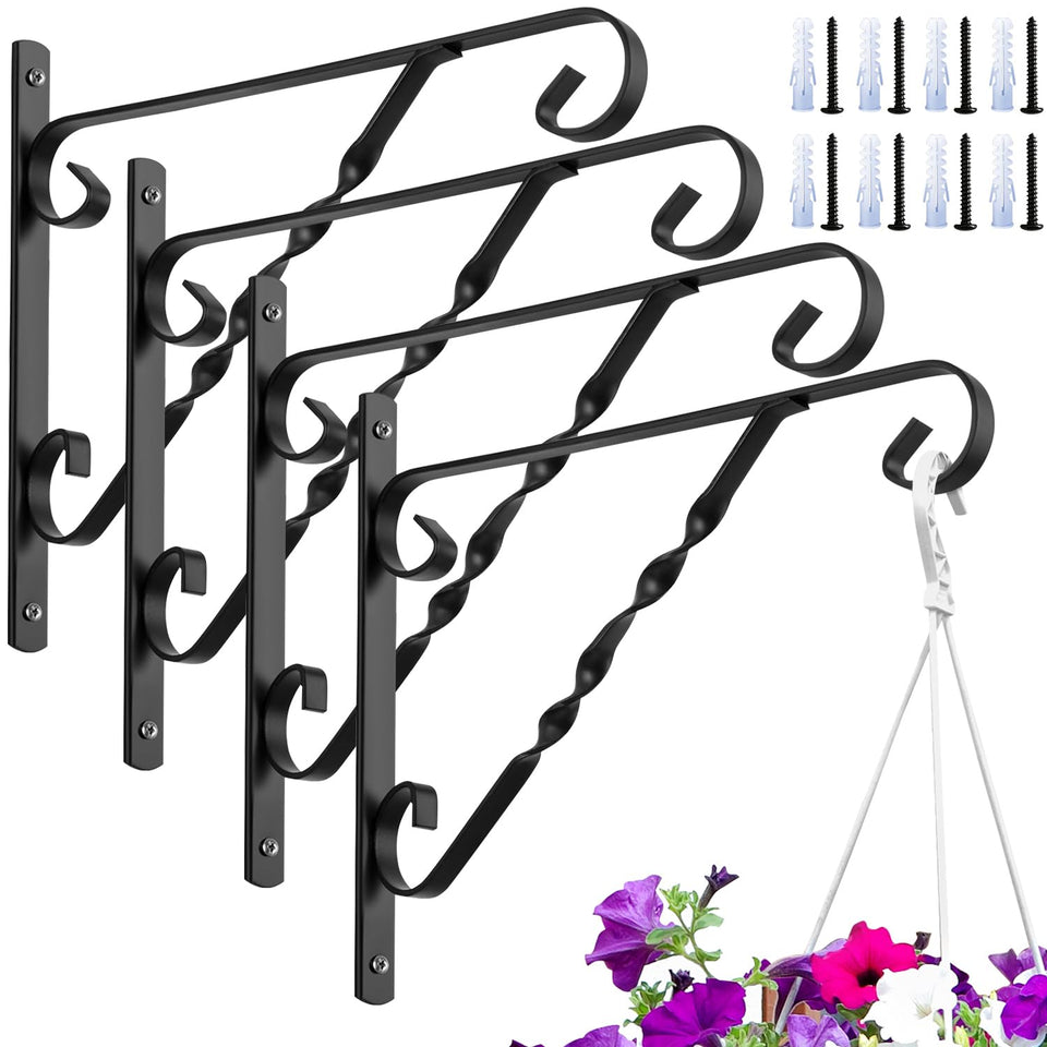 AMAGABELI Garden & Home 4-pack hanging brackets close-up pattern showcasing stylish, durable design.