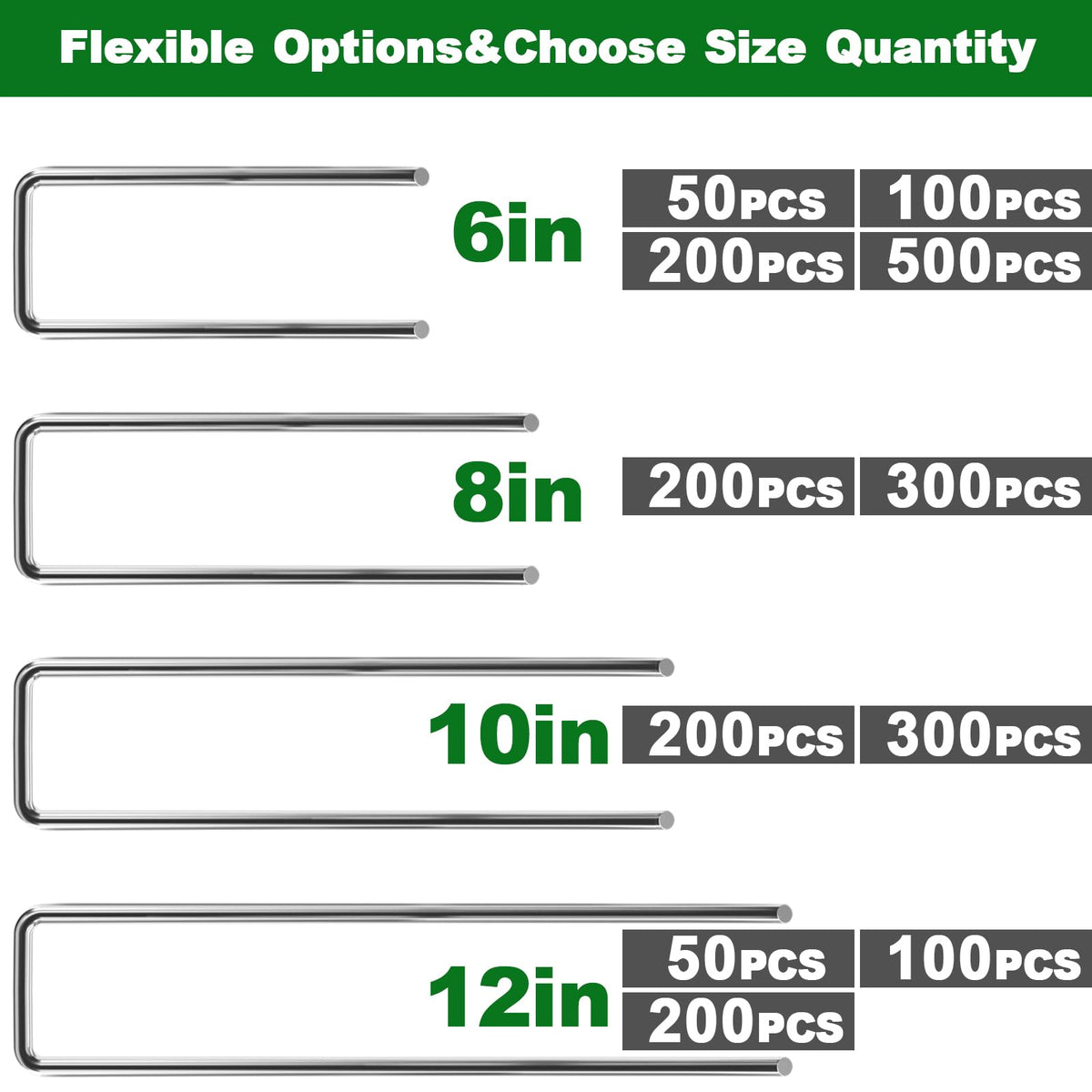 AMAGABELI 11-gauge stakes with angled ends provide deep anchoring into soil.
