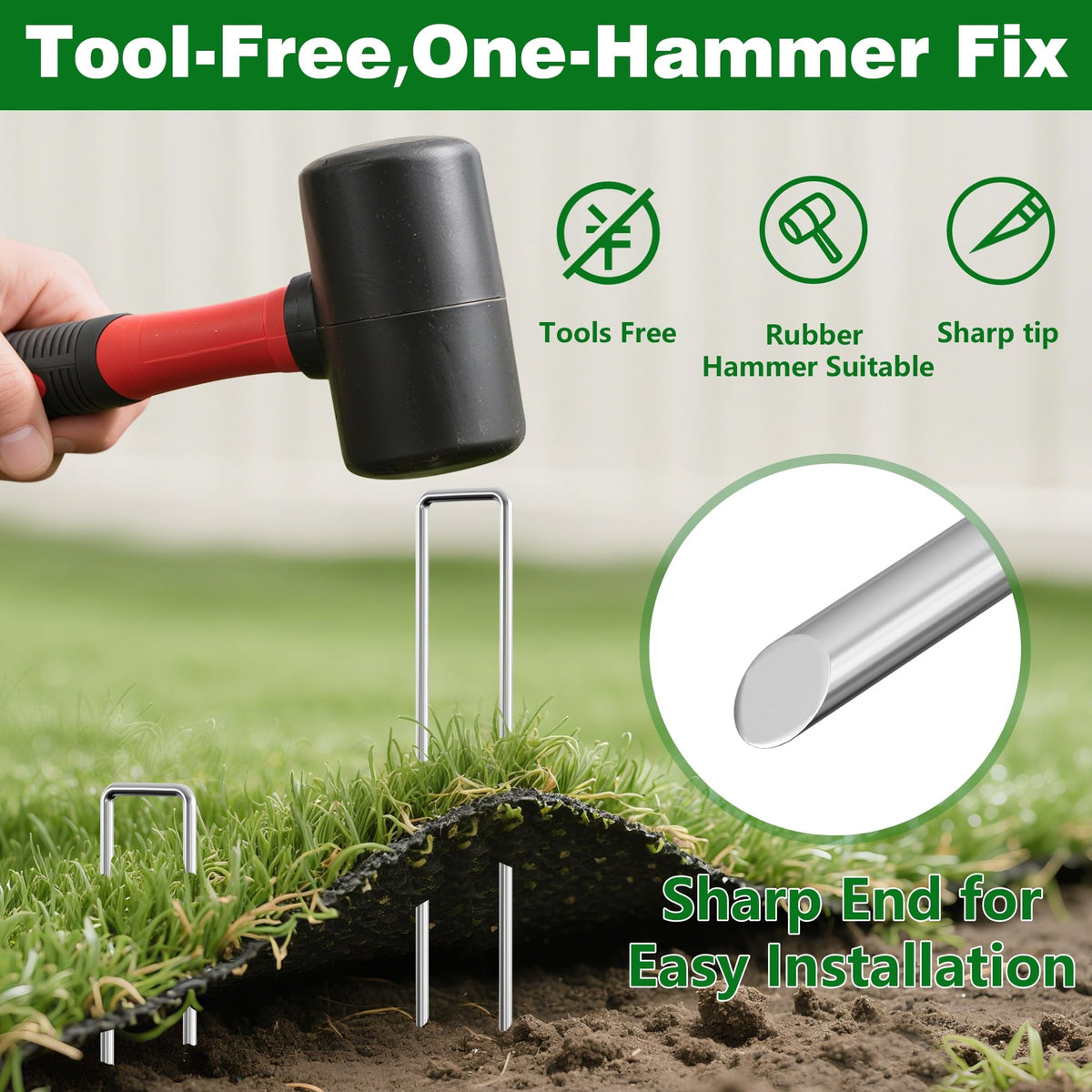 AMAGABELI easy-penetration ends simplify installation through landscape fabric and sod.