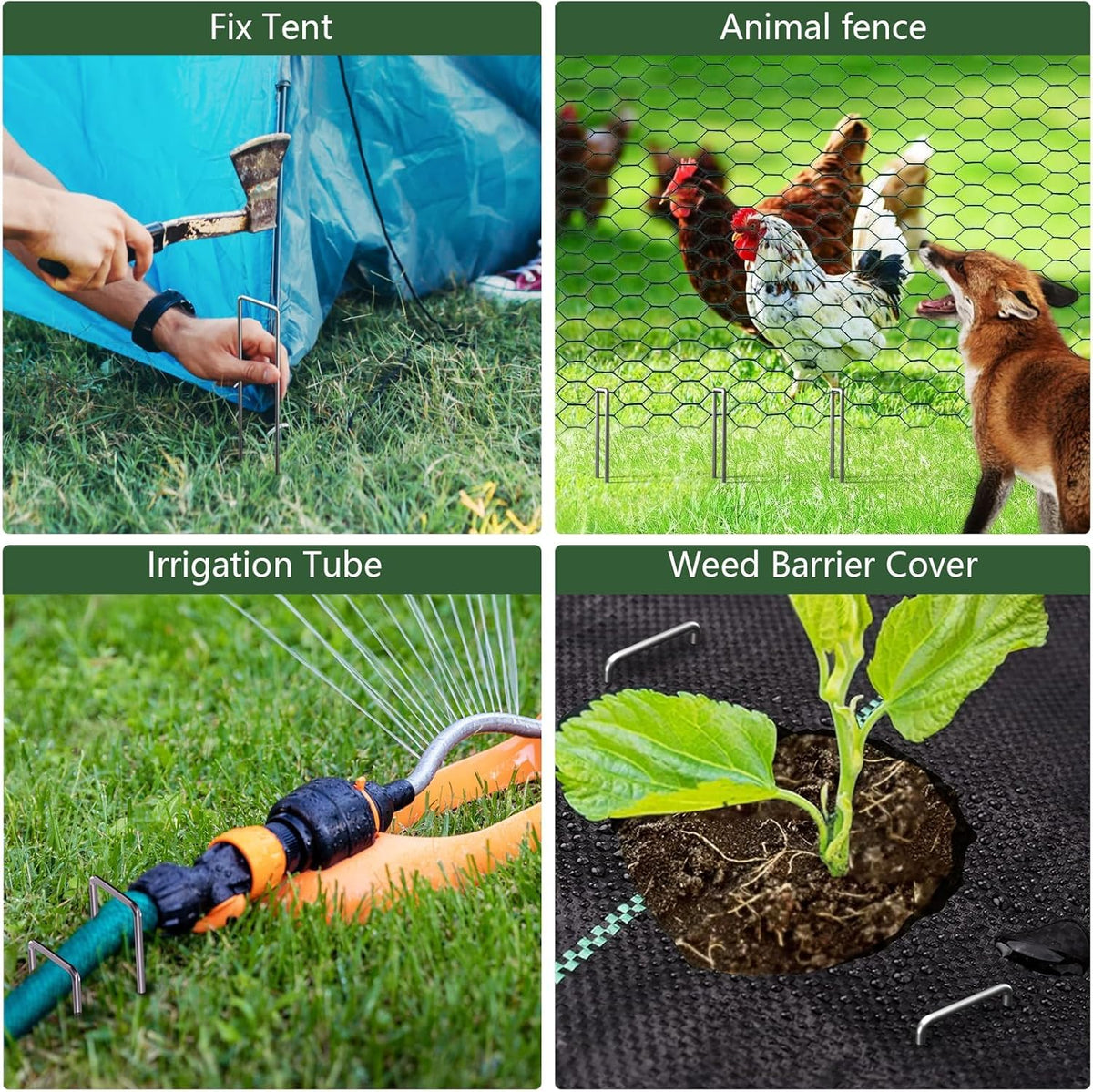 AMAGABELI multi-use stakes support fabric, hoses, and lightweight outdoor setups.
