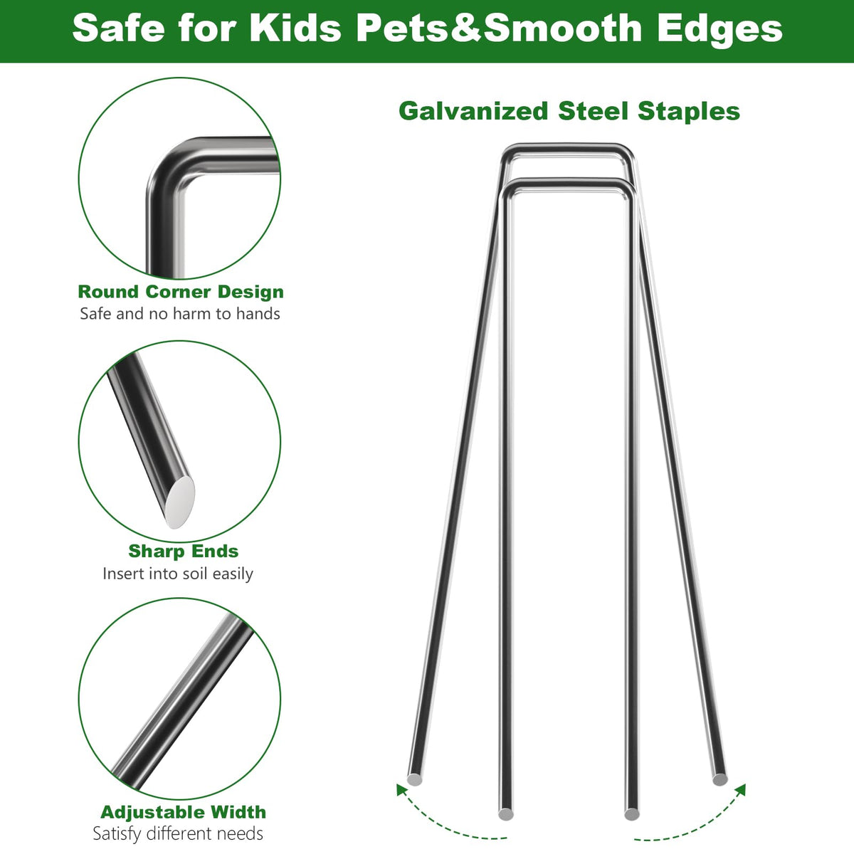 AMAGABELI rust-resistant galvanized steel stakes resist corrosion for year-round use.