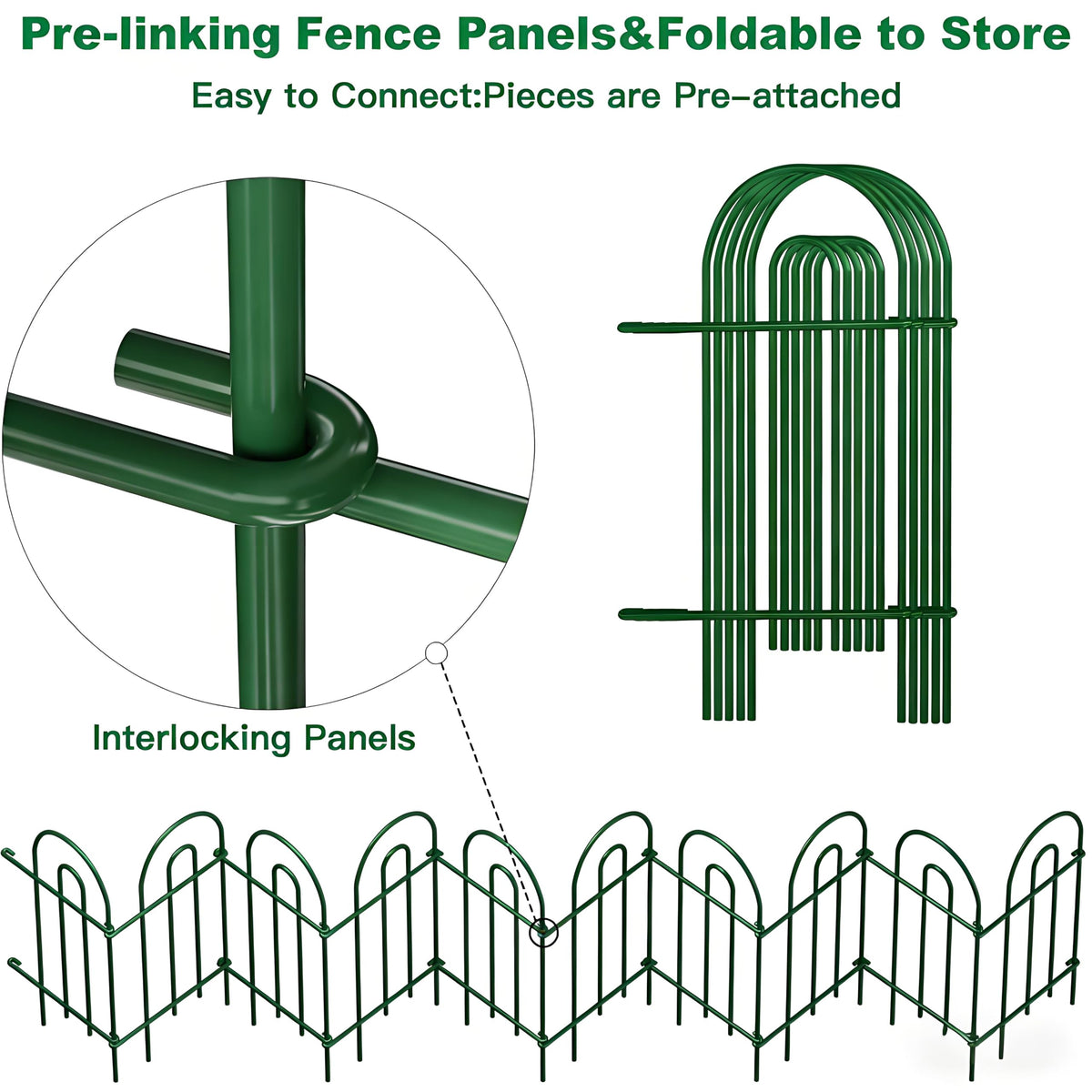 Amagabeli Garden Home rustproof green finish on decorative fence panels.
